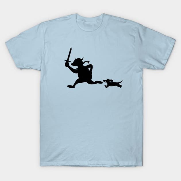 Running Viking with Dachshund T-Shirt by schlag.art